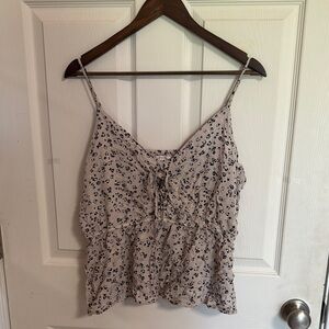 Maurices Black and Cream Leopard Tie Front Camisole